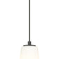 Z-Lite Farrell 7" 1-Light Matte Black Pendant Light With White Glass Shade