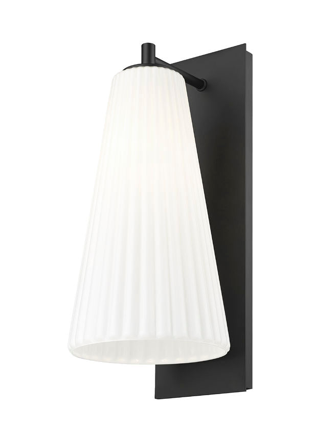 Z-Lite Farrell 7" 1-Light Matte Black Wall Sconce With White Glass Shade