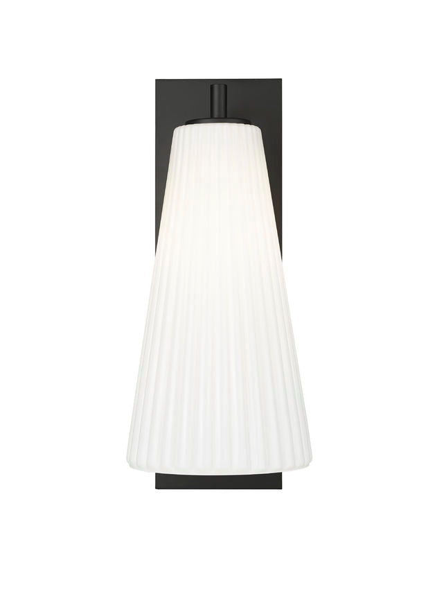 Z-Lite Farrell 7" 1-Light Matte Black Wall Sconce With White Glass Shade