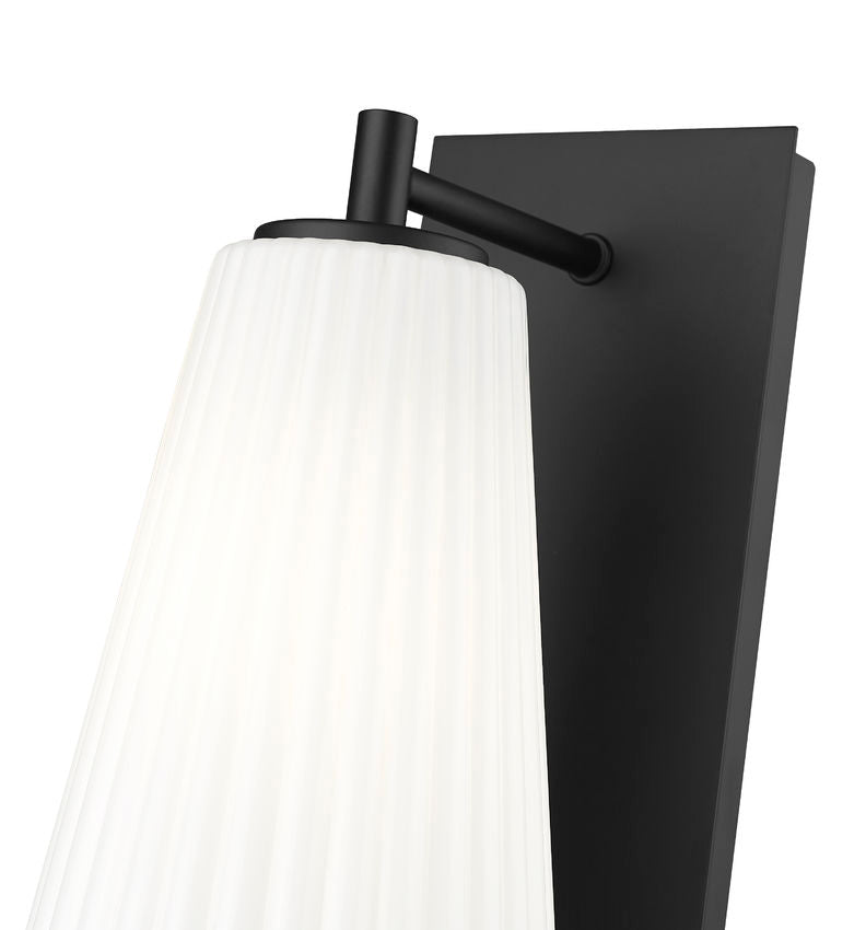 Z-Lite Farrell 7" 1-Light Matte Black Wall Sconce With White Glass Shade