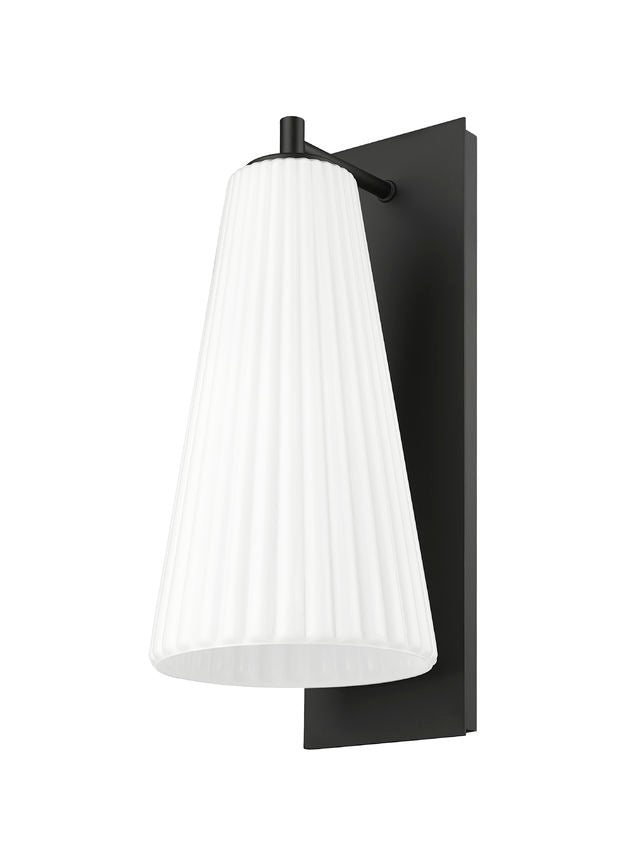 Z-Lite Farrell 7" 1-Light Matte Black Wall Sconce With White Glass Shade