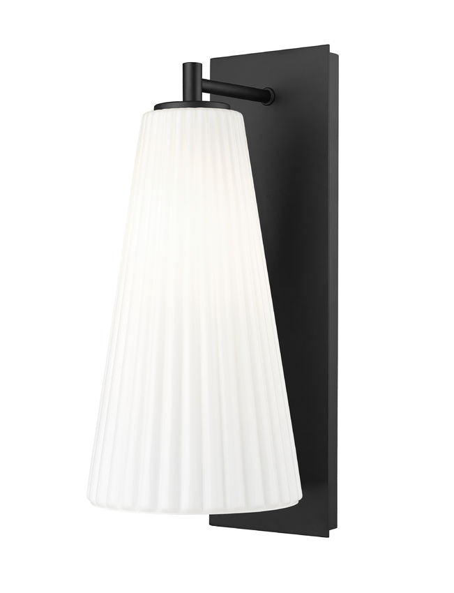 Z-Lite Farrell 7" 1-Light Matte Black Wall Sconce With White Glass Shade