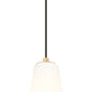 Z-Lite Farrell 7" 1-Light Modern Gold Pendant Light With White Glass Shade