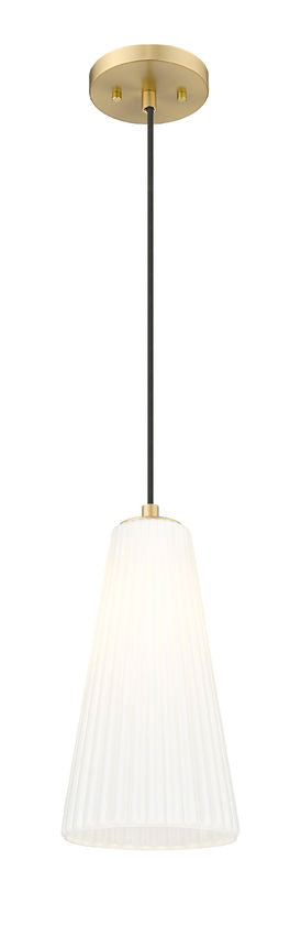 Z-Lite Farrell 7" 1-Light Modern Gold Pendant Light With White Glass Shade