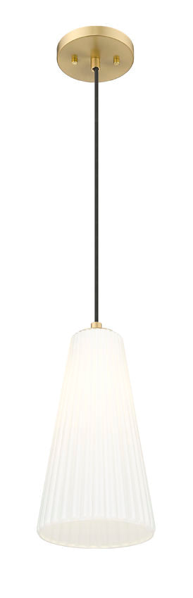 Z-Lite Farrell 7" 1-Light Modern Gold Pendant Light With White Glass Shade