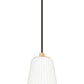 Z-Lite Farrell 7" 1-Light Modern Gold Pendant Light With White Glass Shade