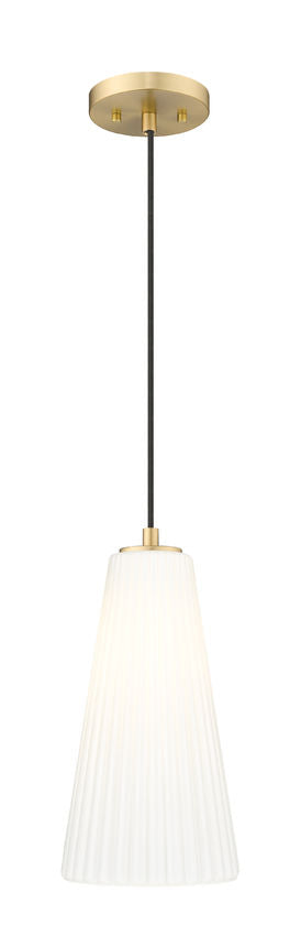Z-Lite Farrell 7" 1-Light Modern Gold Pendant Light With White Glass Shade