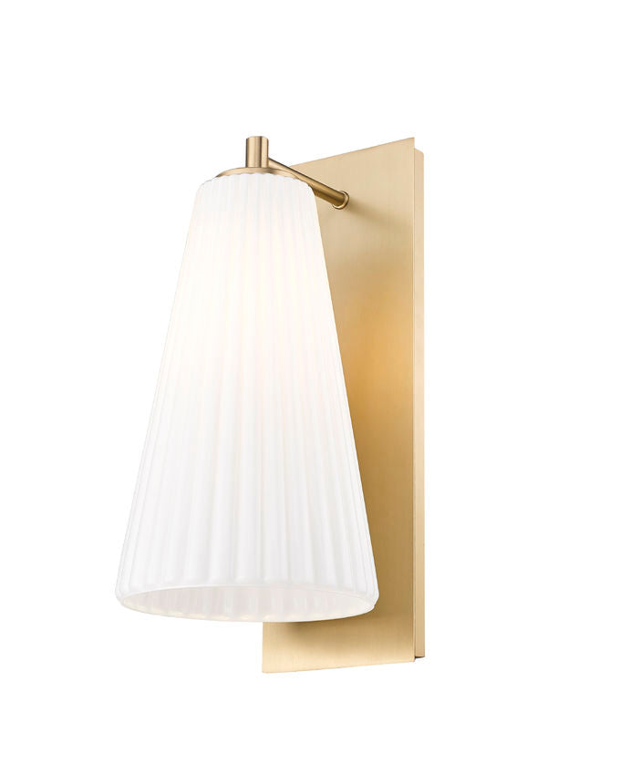 Z-Lite Farrell 7" 1-Light Modern Gold Wall Sconce With White Glass Shade