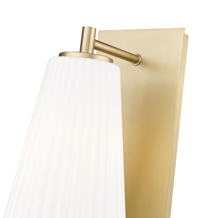 Z-Lite Farrell 7" 1-Light Modern Gold Wall Sconce With White Glass Shade