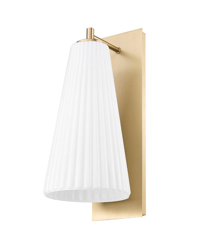 Z-Lite Farrell 7" 1-Light Modern Gold Wall Sconce With White Glass Shade