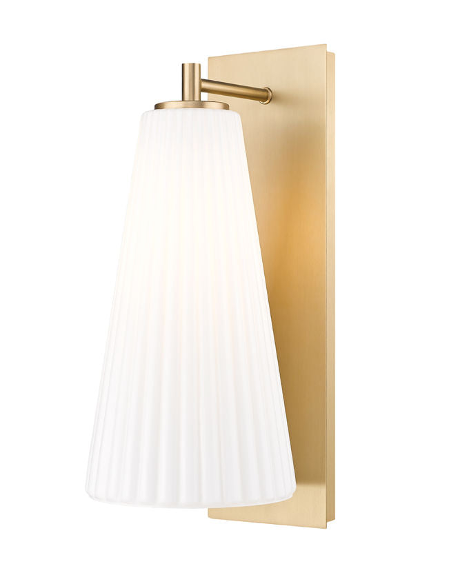 Z-Lite Farrell 7" 1-Light Modern Gold Wall Sconce With White Glass Shade