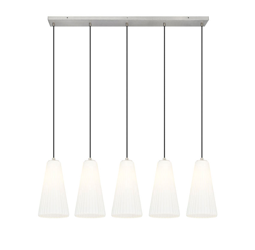 Z-Lite Farrell 7" 5-Light Brushed Nickel Linear Chandelier With White Glass Shade