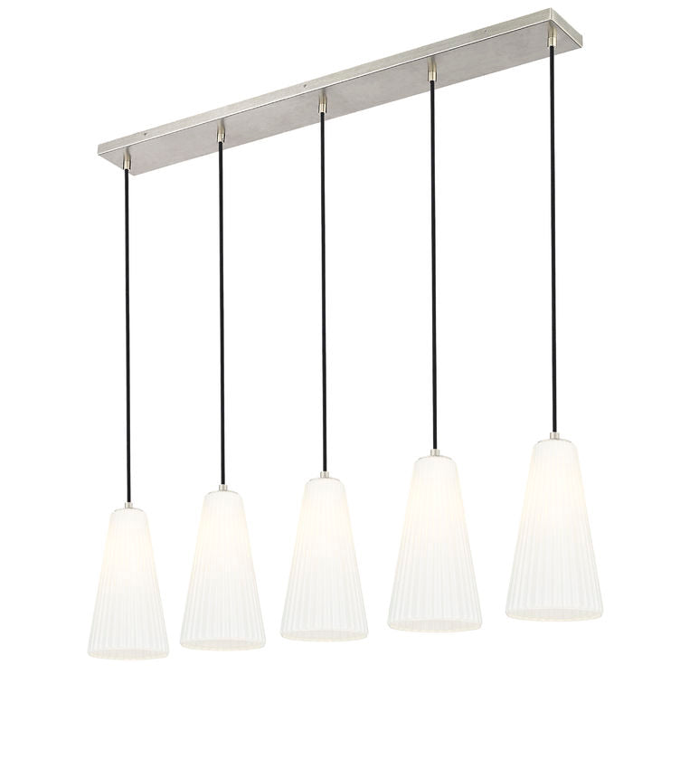 Z-Lite Farrell 7" 5-Light Brushed Nickel Linear Chandelier With White Glass Shade