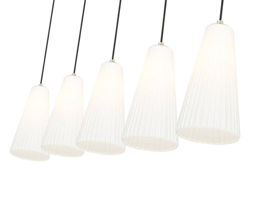 Z-Lite Farrell 7" 5-Light Brushed Nickel Linear Chandelier With White Glass Shade