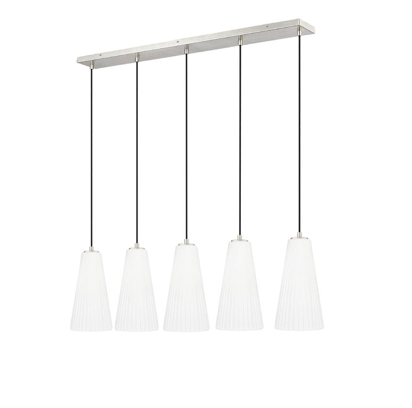 Z-Lite Farrell 7" 5-Light Brushed Nickel Linear Chandelier With White Glass Shade