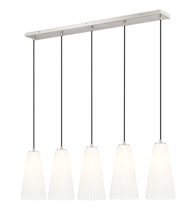 Z-Lite Farrell 7" 5-Light Brushed Nickel Linear Chandelier With White Glass Shade