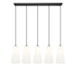 Z-Lite Farrell 7" 5-Light Matte Black Linear Chandelier With White Glass Shade