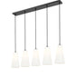 Z-Lite Farrell 7" 5-Light Matte Black Linear Chandelier With White Glass Shade