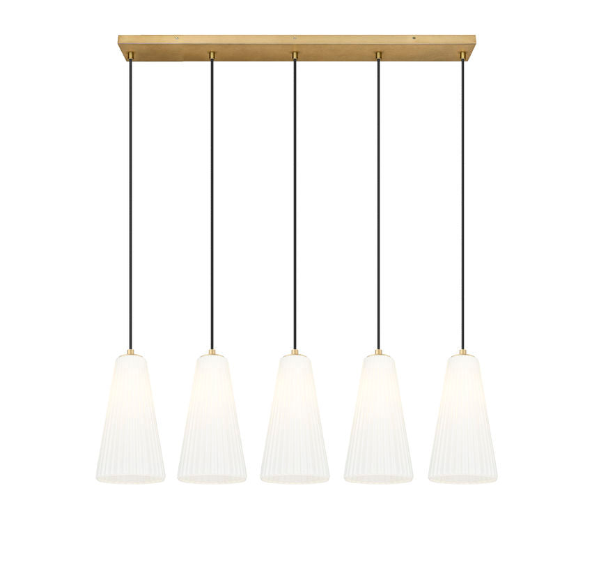 Z-Lite Farrell 7" 5-Light Modern Gold Linear Chandelier With White Glass Shade