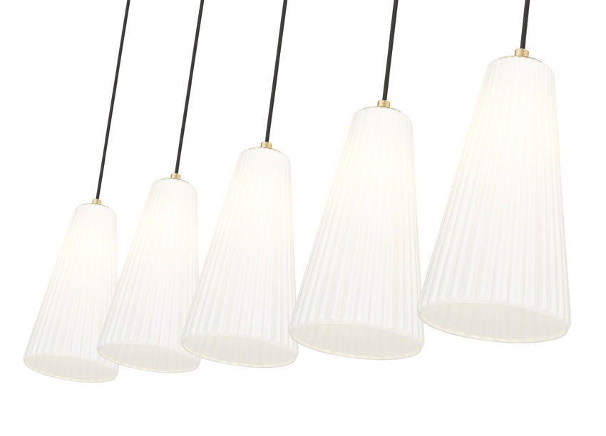 Z-Lite Farrell 7" 5-Light Modern Gold Linear Chandelier With White Glass Shade