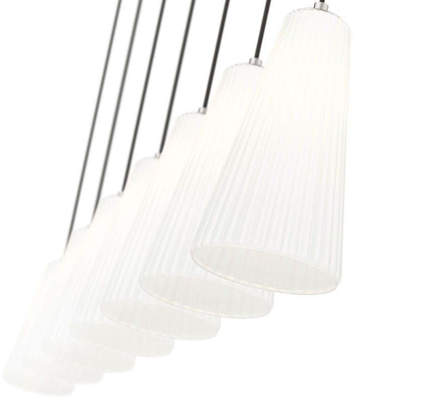 Z-Lite Farrell 7" 7-Light Brushed Nickel Linear Chandelier With White Glass Shade