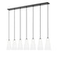 Z-Lite Farrell 7" 7-Light Matte Black Linear Chandelier With White Glass Shade