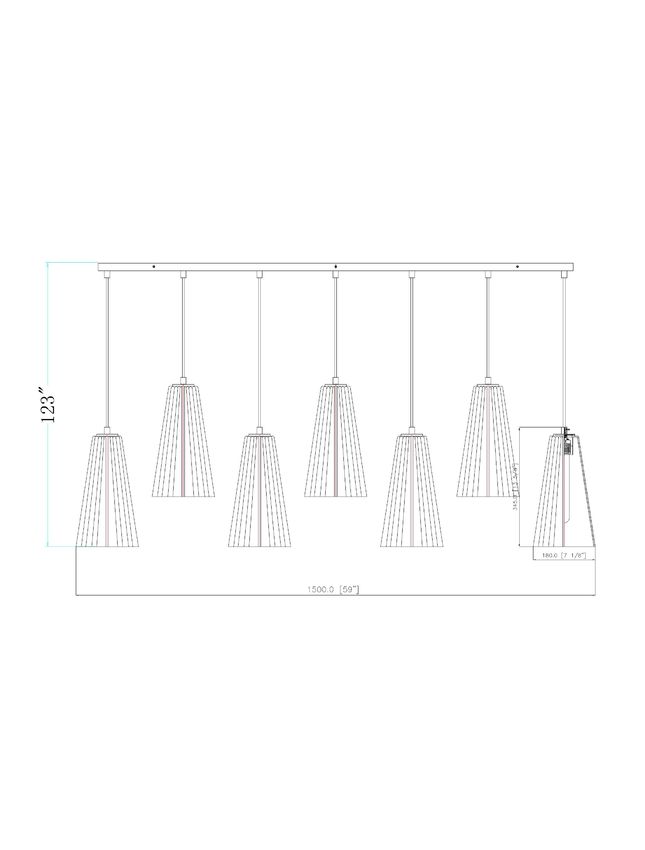Z-Lite Farrell 7" 7-Light Matte Black Linear Chandelier With White Glass Shade