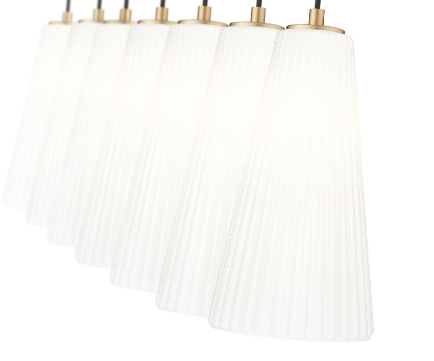 Z-Lite Farrell 7" 7-Light Modern Gold Linear Chandelier With White Glass Shade