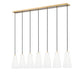 Z-Lite Farrell 7" 7-Light Modern Gold Linear Chandelier With White Glass Shade