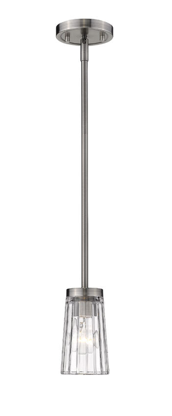 Z-Lite Flair 5" 1-Light Antique Nickel Pendant Light With Clear Glass Shade