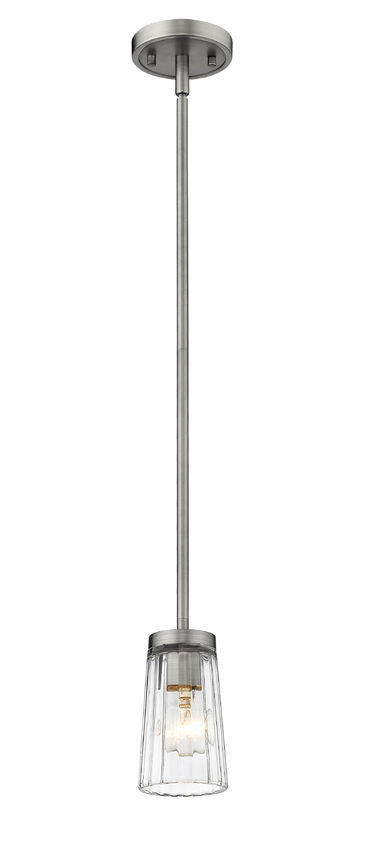 Z-Lite Flair 5" 1-Light Antique Nickel Pendant Light With Clear Glass Shade