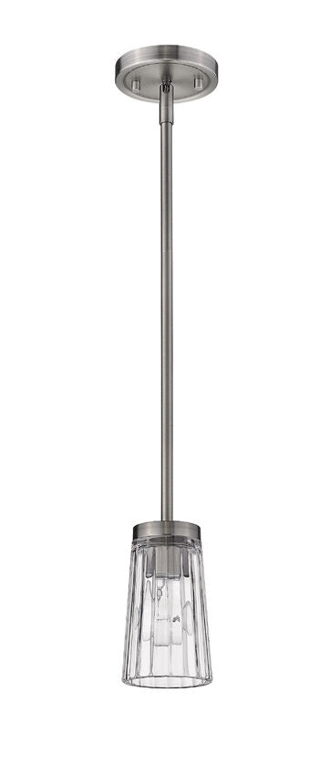 Z-Lite Flair 5" 1-Light Antique Nickel Pendant Light With Clear Glass Shade