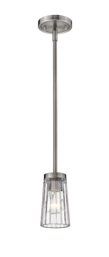 Z-Lite Flair 5" 1-Light Antique Nickel Pendant Light With Clear Glass Shade