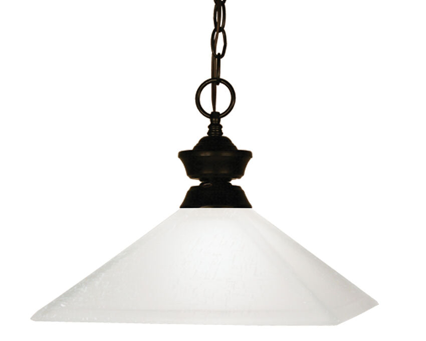 Z-Lite Flatwater 13" 1-Light Bronze Steel Pendant Light With Matte Opal Glass Shade