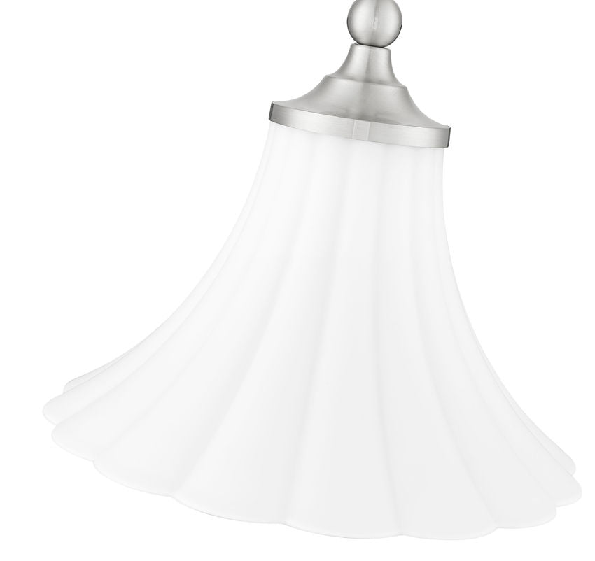 Z-Lite Fleur 1-Light Brushed Nickel Steel Frame Opal Etched Glass Shade Pendant Light