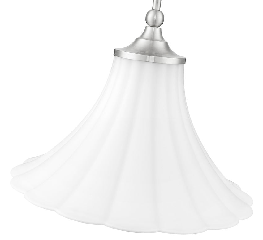 Z-Lite Fleur 1-Light Brushed Nickel Steel Frame Opal Etched Glass Shade Pendant Light