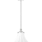 Z-Lite Fleur 1-Light Brushed Nickel Steel Frame Opal Etched Glass Shade Pendant Light