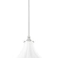 Z-Lite Fleur 1-Light Brushed Nickel Steel Frame Opal Etched Glass Shade Pendant Light