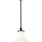Z-Lite Fleur 1-Light Matte Black Steel Frame Opal Etched Glass Shade Pendant Light
