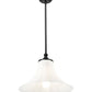Z-Lite Fleur 1-Light Matte Black Steel Frame Opal Etched Glass Shade Pendant Light