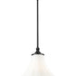 Z-Lite Fleur 1-Light Matte Black Steel Frame Opal Etched Glass Shade Pendant Light