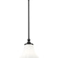 Z-Lite Fleur 1-Light Matte Black Steel Frame Opal Etched Glass Shade Pendant Light