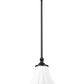 Z-Lite Fleur 1-Light Matte Black Steel Frame Opal Etched Glass Shade Pendant Light