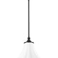 Z-Lite Fleur 1-Light Matte Black Steel Frame Opal Etched Glass Shade Pendant Light