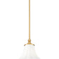 Z-Lite Fleur 1-Light Modern Gold Steel Frame Opal Etched Glass Shade Pendant Light