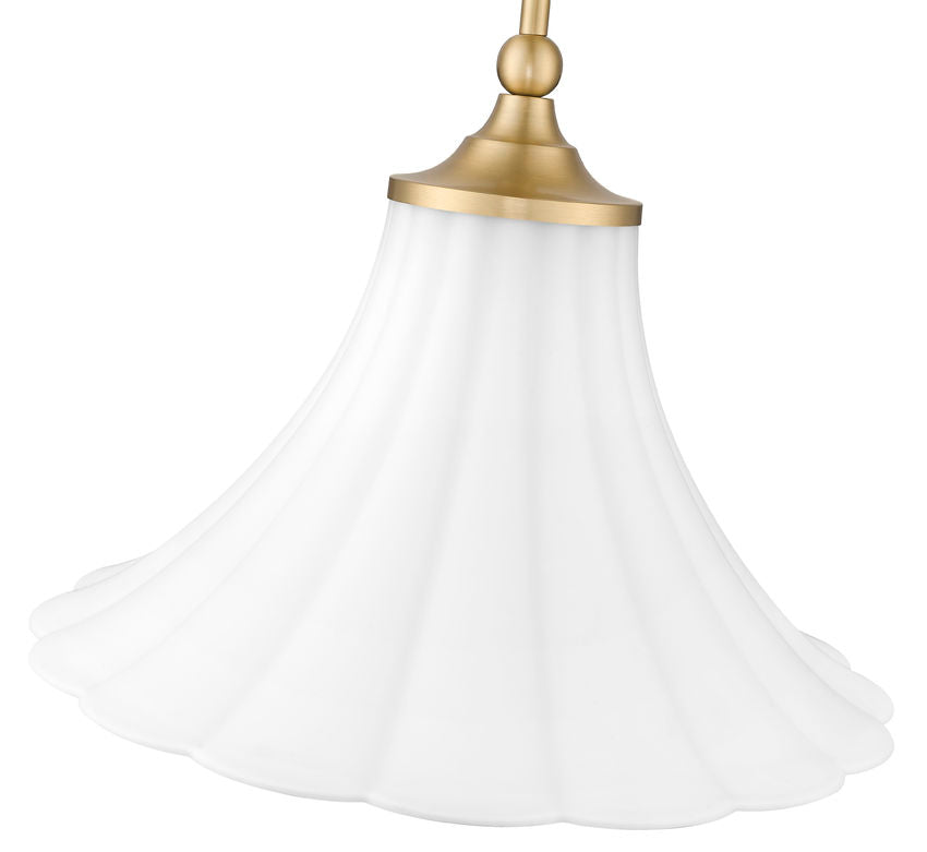 Z-Lite Fleur 16" 1-Light Modern Gold Steel Frame Opal Etched Glass Shade Pendant Light