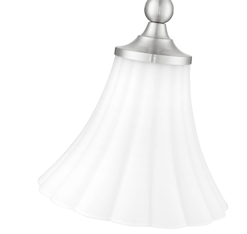 Z-Lite Fleur 8" 1-Light Brushed Nickel Steel Frame Opal Etched Glass Shade Pendant Light