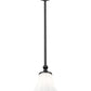 Z-Lite Fleur 8" 1-Light Matte Black Steel Frame Opal Etched Glass Shade Pendant Light
