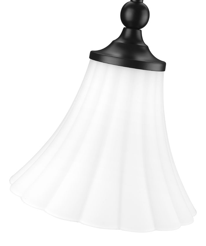 Z-Lite Fleur 8" 1-Light Matte Black Steel Frame Opal Etched Glass Shade Pendant Light
