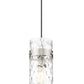 Z-Lite Fontaine 1-Light Brushed Nickel Frame Clear Waterglass Glass Shade Pendant Light